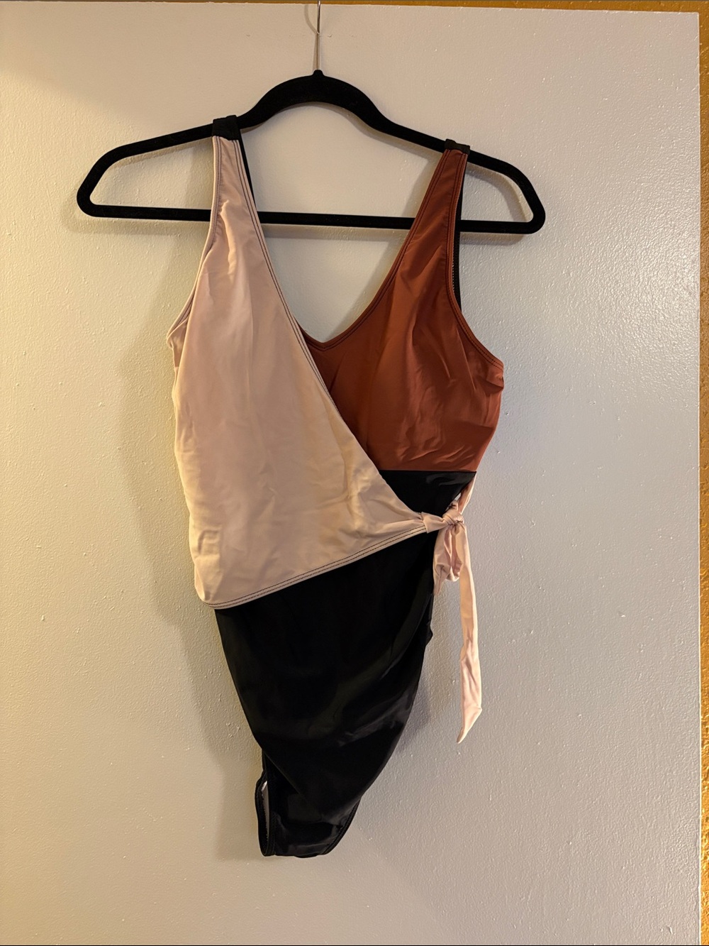 Colorblock One-Piece Swimsuit in Rust, Blush & Black